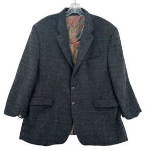Lauren Ralph Lauren Wool Blazer Sport Coat Two Button Jacket Plaid Gray Men Sz L - Picture 1 of 8