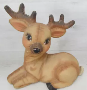 Vintage Kimpel Keramik Rentier Naturtöne liegend SCHÖNE AUGEN mit Mängeln - Bild 1 von 19