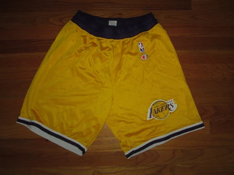 LOS ANGELES LAKERS Vtg 1990s Gold CHAMPION Basketball Shorts jersey Sz L (36-38) Cover