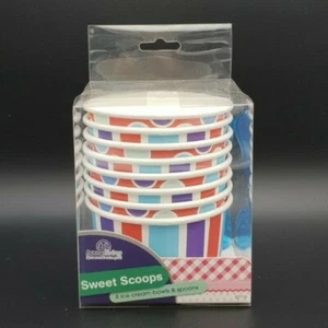 BNIB Home Living Sweet Scoops Multi Party Cups And Spoons Set Of 8 Style #2 - Imagen 1 de 2