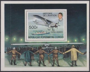F-EX50384 CONGO MNH 1977 HISTORY OF AVIATION CHARLES LINDBERGH AIRPLANE. - Picture 1 of 1
