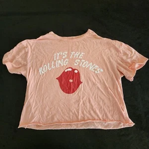 Rolling Stones Light Orange Raw Cut Cropped T-Shirt Adult L - Picture 1 of 7
