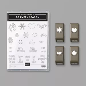 Stampin Up To Every Season with 4 Pk Punches snowflakes, hearts, bats, leaves - Picture 1 of 1