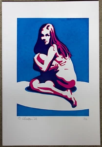 Girl Nude Screen print hand made original design woman female decorative art - Picture 1 of 1