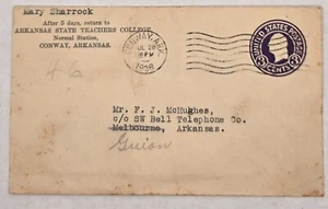CONWAY & GUION ARKANSAS 1936 Printed Return Entire Cover forwarded MELBOURNE - Picture 1 of 2