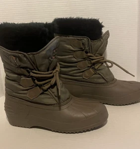 Sorel Kaufman Canadá Verde Goma Nylon Invierno Forrado Botas de Nieve Mujer Talla 8 - Imagen 1 de 11