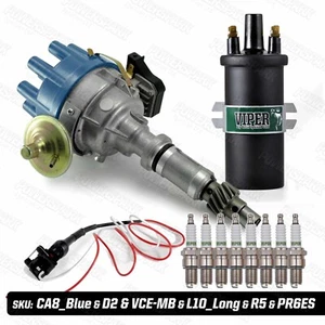V8 35D Electronic Distributor HT Leads Plugs Viper Dry High Energy Ignition Coil - Picture 1 of 11