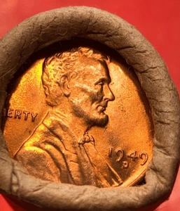 1949-D OLD BANK WRAP ROLL OBW BU UNCIRCULATED LINCOLN WHEAT CENT PENNIES - Picture 1 of 9