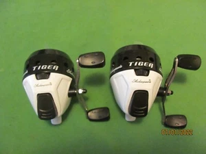 1 Pair of Shakespeare Tiger Spin-casting Reels Spooled with Line. White & Black. - Picture 1 of 5