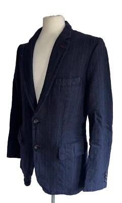 CHAQUETA COMME DES GARCONS AZUL MARINO RAYAS LANA HERVIDA CUELLO TALLA M Foto 1 de 4