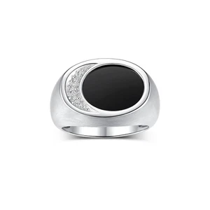 RYLOS Men's Sterling Silver Ring with Color Stones & Diamonds, Sizes 8-13 - Picture 1 of 12