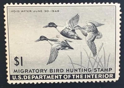 Scott RW12;Rare 1942 U.S Federal Duck Hunting Stamp; XF-Mint Condition.Free Ship - Image 1 of 2