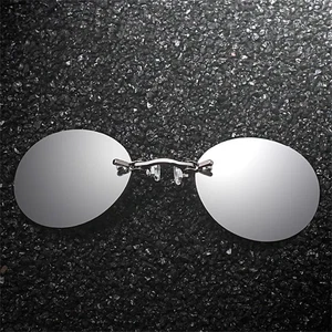 Clip On Nose Glasses Round Rimless Morpheus Sunglasses Mini Frameless Eyeglasses - Picture 1 of 13