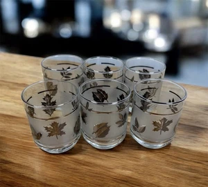 "Juego de 6 vasos de jugo de hoja de plata Libbey vintage de 3"" de alto 5 oz" - Imagen 1 de 7