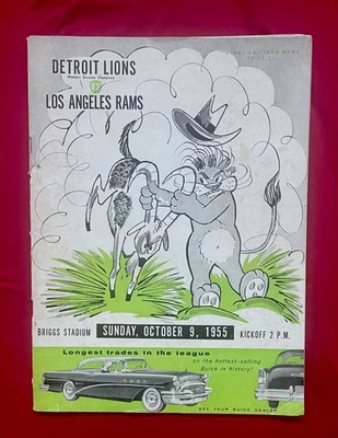 October 9 1955 NFL Program Los Angeles Rams at Detroit Lions - Image 1 of 4