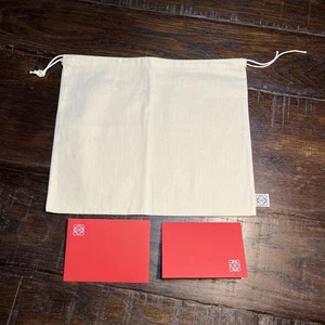 LOEWE Dust Bag Drawstring 14.75x12.5” Beige Handbag Storage Shoes Logo Note Card - Picture 1 of 7