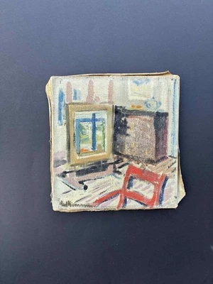 Raro óleo expresionista alemán - Karl Niemann - Interior de estudio de artista, 1932. Foto 1 de 4