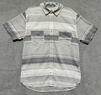Camisa Levis De Colección Hombres XL Gris Rayas Manga Corta Calce Moderno Ropa de Calle Patinador Foto 1 de 4