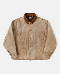Distressed Paint Splatter Corduroy Canvas Field Barn Chore Jacket - Picture 1 of 18