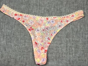 VICTORIAS SECRET SILKY INTIMISSIMI THONG PANTY POPPY FLOWER SMALL EU 38 RARE - Picture 1 of 6