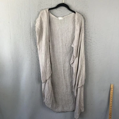 Suéter Free People Mujer Pequeño Beige Tejido Abierto Boho Largo Cárdigan Capa Cortina Foto 1 de 4
