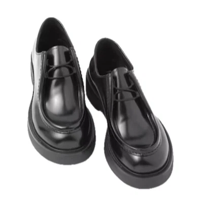 PRADA Men Brushed Leather Loafers Black Lace up 10 US 11  - Image 1 of 4