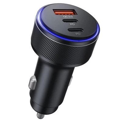 Carregador de carro USB-C, 3 portas 90W carregador de carro rápido, duplo USB-C USB-A alimentação de carro A... - Imagem 1 de 4