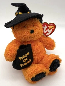 Ty Beanie Babies “Witchy” the Orange Teddy Bear w/ Witch Hat Halloween Plush Toy - Picture 1 of 5