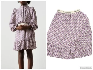 The New Society Girls 8 Josephine Long Skirt Pull On Purple Floral Ruffle $150 - Picture 1 of 17
