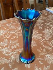 Vintage Dugan Carnival Glass Purple Pulled Loop Vase - Gorgeous COLOR!