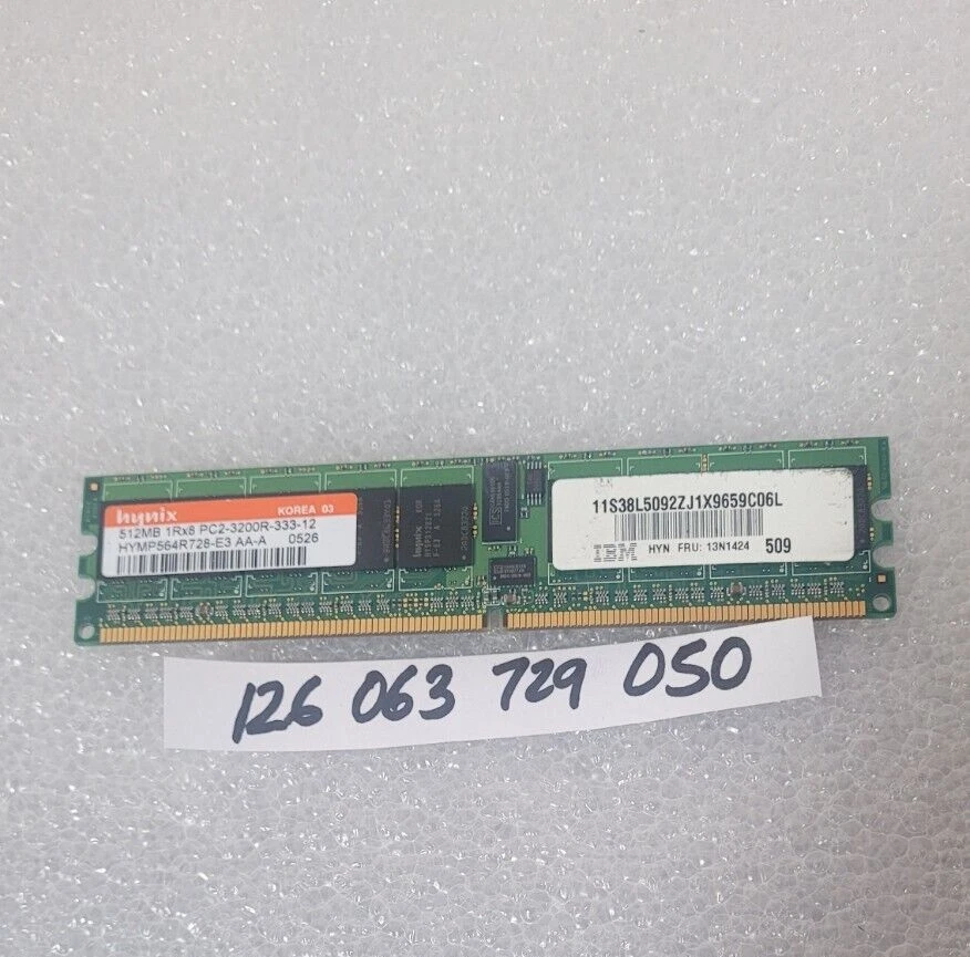 512MB PC2-3200 DDR2-400MHz ECC Registered CL3 240-Pin DIMM Single Rank Memory Mo - Image 1 of 1