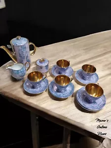Kaffee Service blau geflammt / gold -made in Poland - Bild 1 von 7