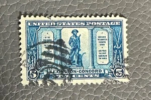 Uso en EE. UU., edición 1925, edición de 5 centavos Lexington Concord, Scott #619 - Imagen 1 de 2