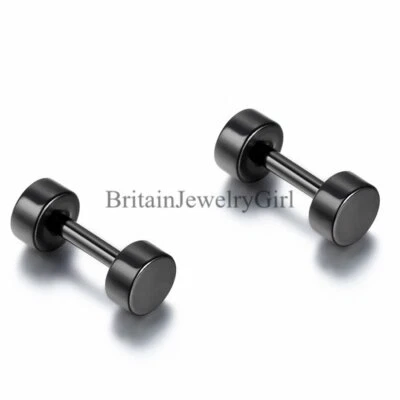 Hombres Mujeres Barra Redonda Acero Inoxidable Tornillo Trasero Pendiente Pendientes 3-14mm Foto 1 de 4