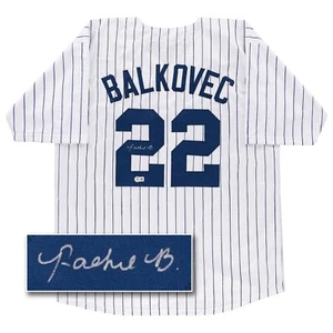 Camiseta firmada por Rachel Balkovec (certificado de autenticidad Beckett) gerente a rayas de los Yankees de Nueva York - Imagen 1 de 7