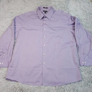 Claiborne Mens Shirt Button Up Purple 18 Fitted Wrinkle Free Casual Preppy 34 35 - Picture 1 of 10