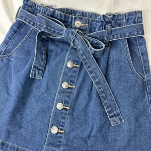 American Eagle Women’s 2 Jean Skirt Super High Rise A-Line Belt Button Front - Picture 1 of 6