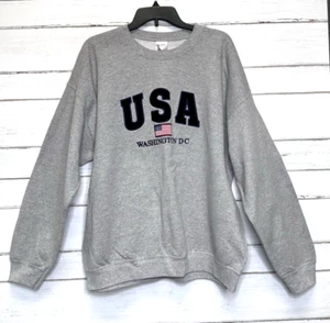 Gildan Heavy Blend Men's Sweatshirt XL Gray Crew Pullover Washington DC USA - Picture 1 of 4