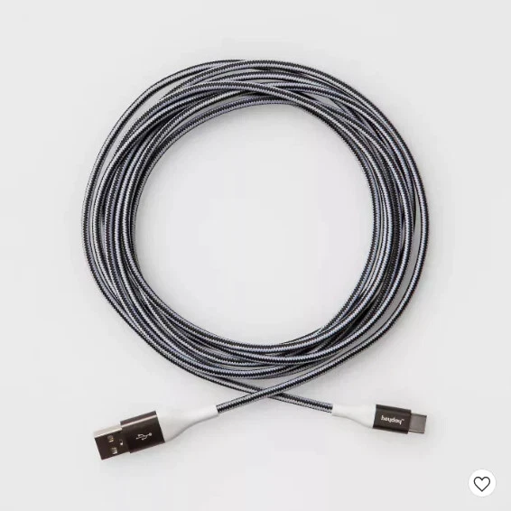 heyday Lightning to USB-A Braided 10 ft. Cable (Black/White/Gunmetal) - Image 1 of 1
