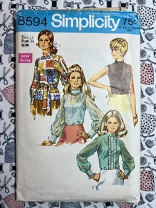 Simplicity Sewing Pattern 8594 Misses Blouse Size 12 Bust 34 Cut Complete - Picture 1 of 3