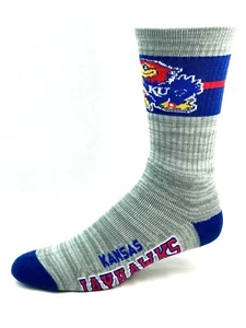 Kansas Jayhawks College Gray RMC Deuce Band Crew Socks - Picture 1 of 2