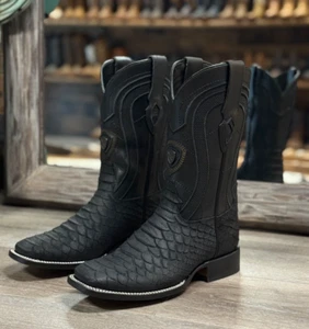 MEN'S PITHON RODEO PRINT BOTAS VAQUERAS IMITATION WESTERN RANCH PREMIUM LEATHER - Picture 1 of 10
