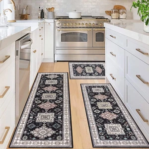 3 Pieces Boho Kitchen Rug Sets Non Slip Mat Floor Kitchen, Laundry Room Hallway - Picture 1 of 12