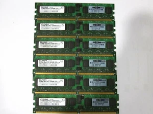 6 x 512MB Elpida EBE51RD8AGFA-4A-E ECC PC2-3200R 400MHz 240-Pin DDR2 Server - Picture 1 of 3