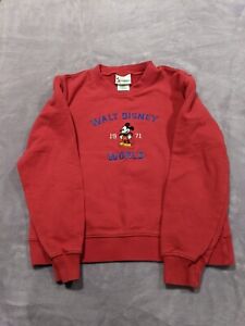 Walt Disney World 1971 Crewneck Mickey Mouse Sweatshirt Red Size Medium Youth 