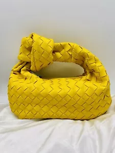 Cute Yellow Braided Small Purse Hand Bag Zipper Closure - Picture 1 of 8