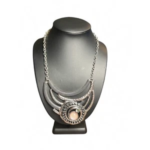 Alisha .d Statement Necklace Silver Tone Bib Pendant Fashion African Tribal - Picture 1 of 4