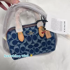 Neu mit Etikett limitierte Coach Mini Rowan Umhängetasche aus charakteristischem Denim CY742 - Bild 1 von 11