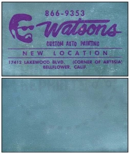 TARJETA DE VISITA DE PINTURA AUTOMÁTICA PERSONALIZADA WATSONS - GRIS/PÚRPURA - REIMPRESIÓN VINTAGE - Imagen 1 de 1