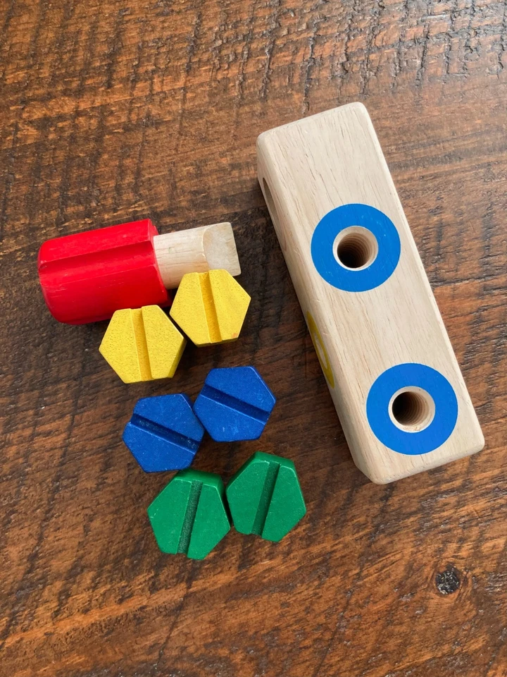 Guidecraft Wooden Screw Block Montessori Learning Toy Memory & Fine Motor Skills - Image 1 of 4